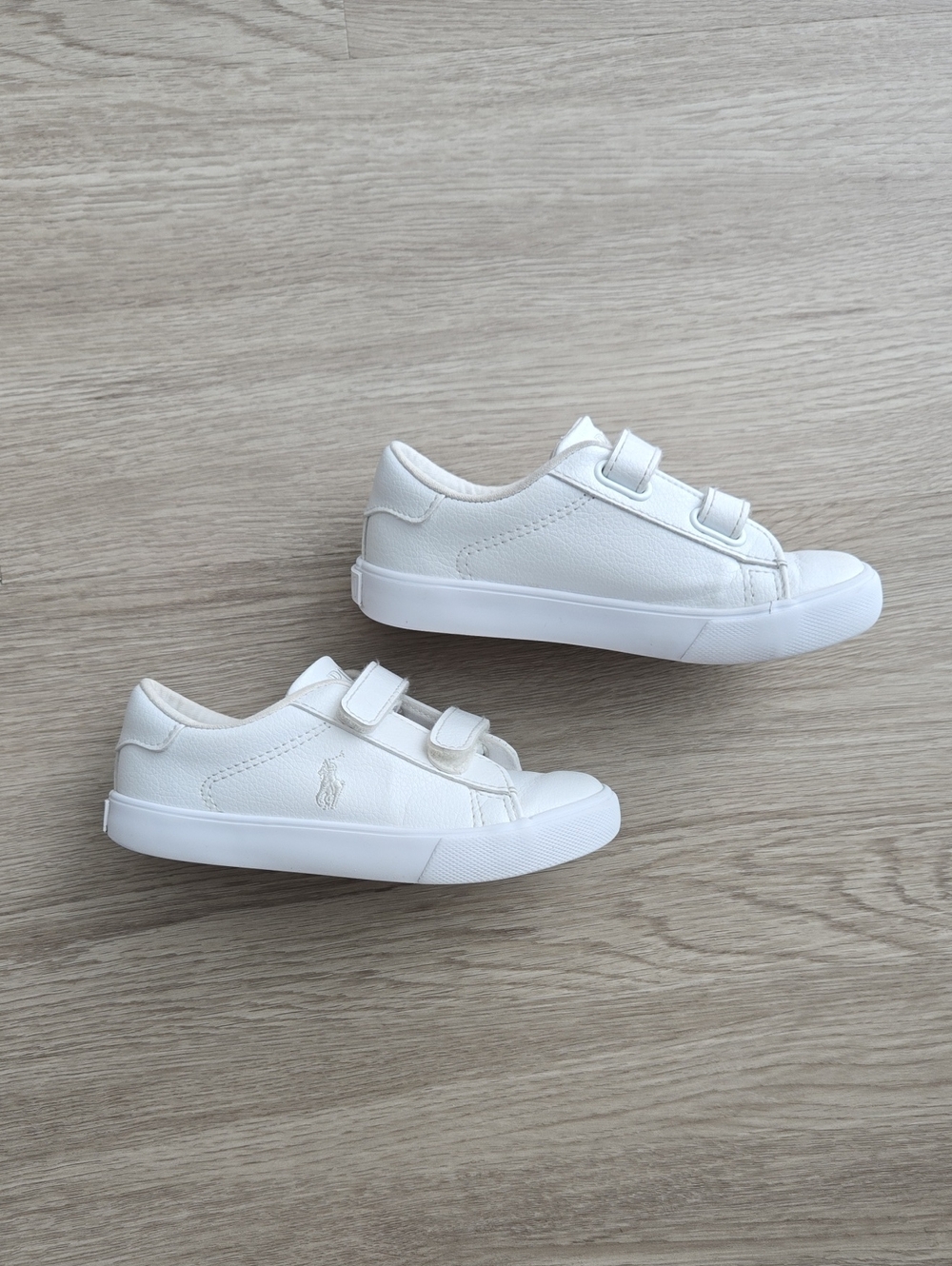 Polo Ralph Lauren Triple White Easten EZ Kid's Velcro Strap Sneakers, Size 9.5